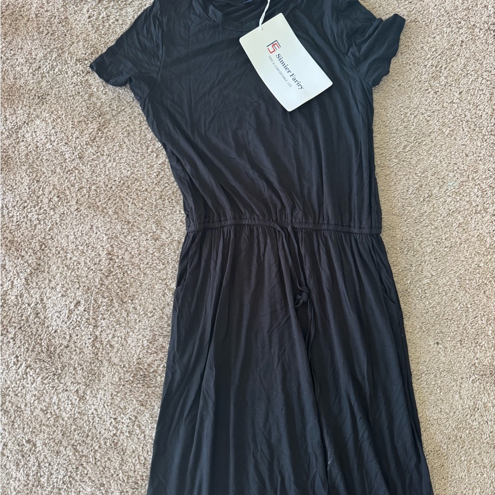 Simplee Apparel Elegant Black Midi Dress